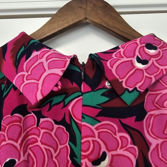 Talbots Women's Plus Dress Sheath Size 16 Pink Navy Lined Cowl Neck Sleeveless - Picture 5 of 11